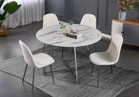 Achetez Ensemble Table ronde marbre blanc et Chaise GINA