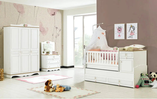 Découvrez la collection de meuble bébé fille avec lit berceau - lit Montessori LUNA