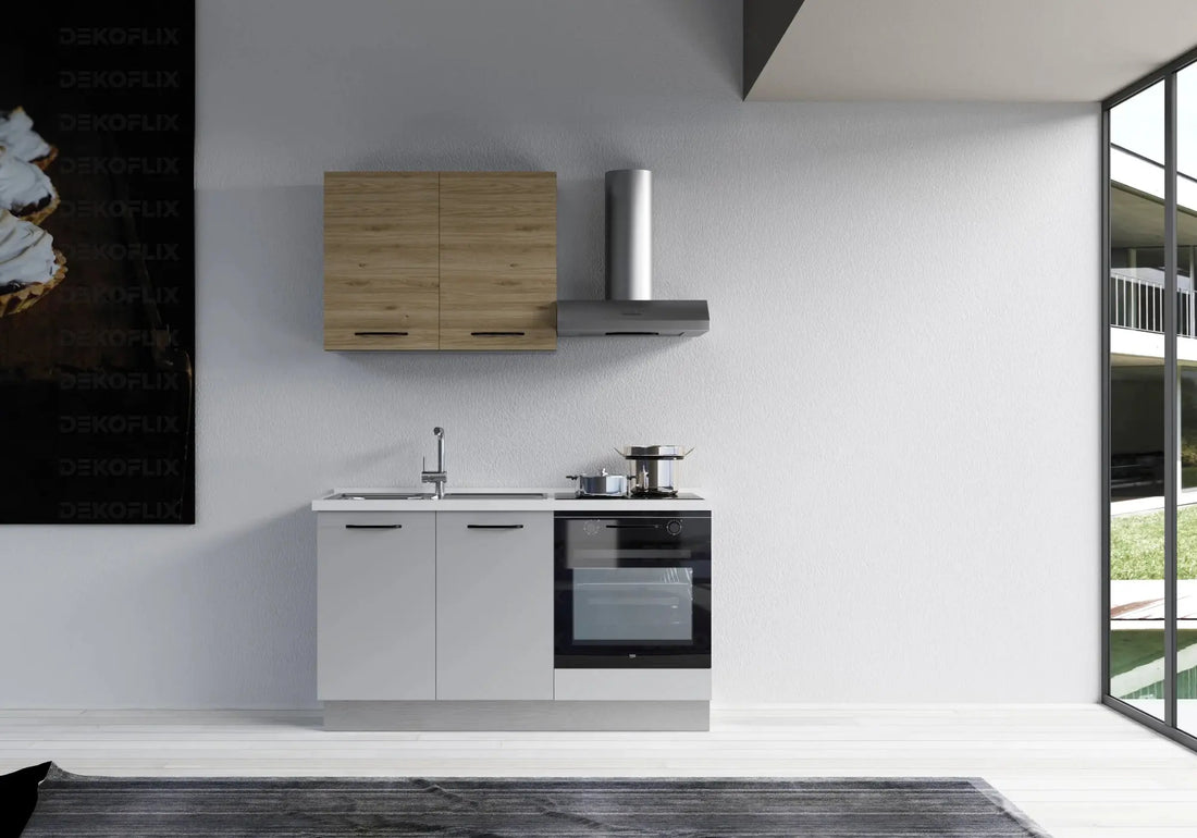Petite cuisine équipée – le charme du chêne gris dans un intérieur contemporain