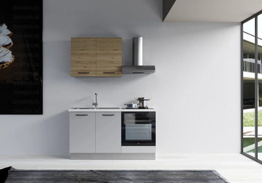 Petite cuisine équipée – le charme du chêne gris dans un intérieur contemporain