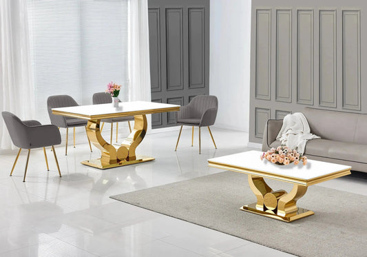 Salle à manger design tendances marbre, verre et bois qui 