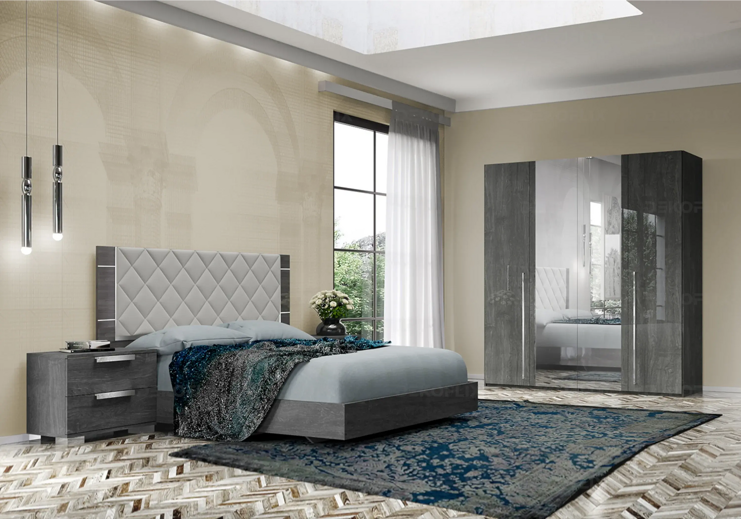 Collection-Sarah-Mobilier-de-Chambre-en-Bois-de-Bouleau-Gris DEKOFLIX
