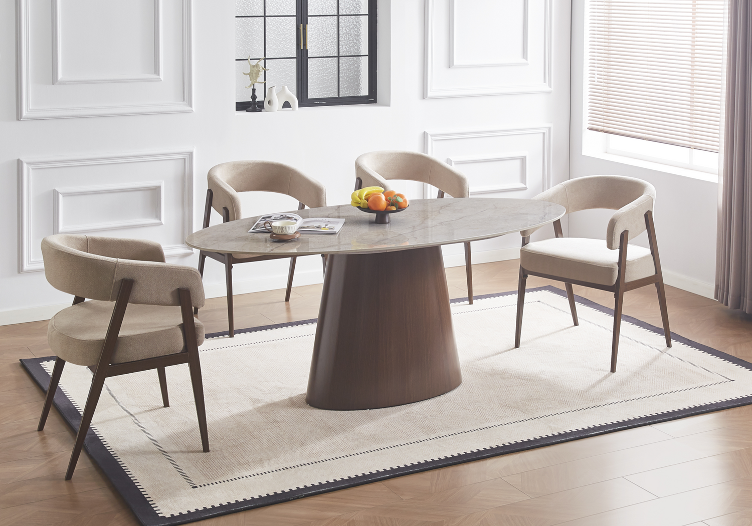 Fauteuil de table en velours confortable avec pieds en métal noir pour salle à manger chic DEKOFLIX.