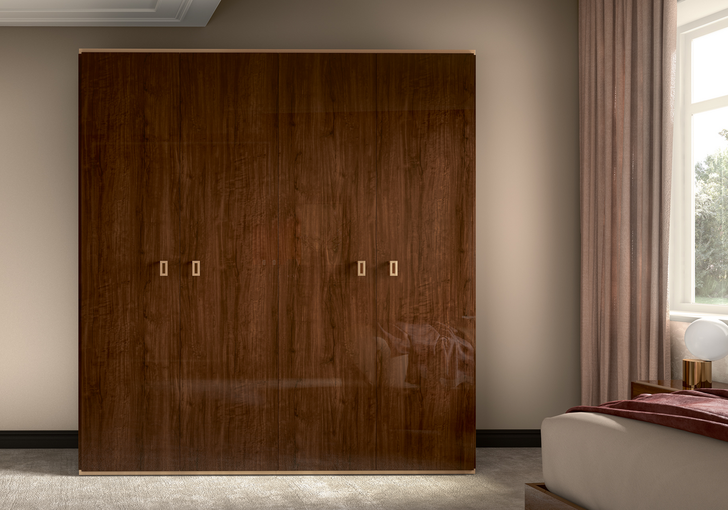 Chambre complète 160x200 noyer laqué – Eva