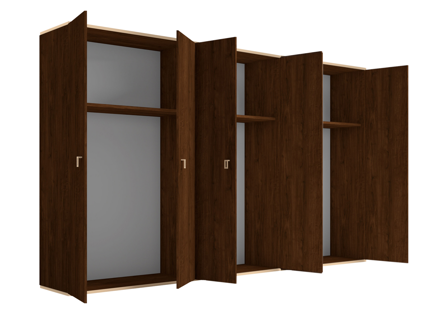 Armoire 6 portes noyer laqué – Eva