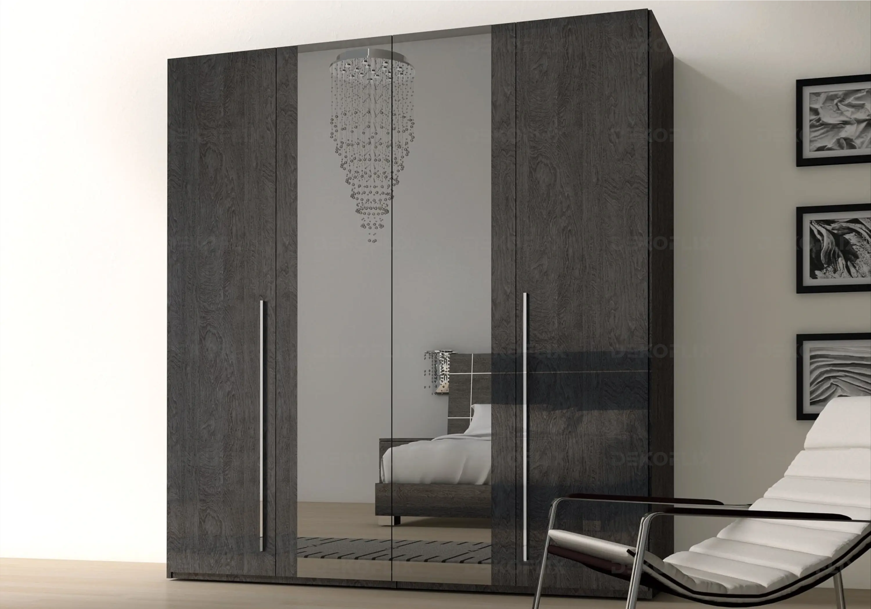 Armoire Sarah Modulable en Bois de Bouleau Gris Status