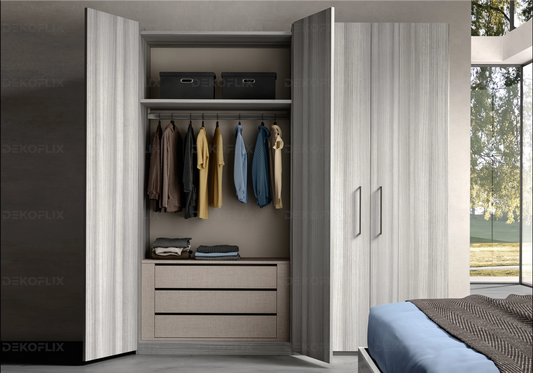 Armoire Gris Argent – Élégance Fonctionnelle Collection Mia - DEKOFLIX