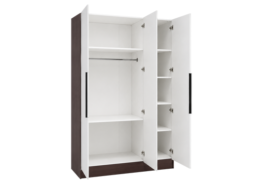 Armoire de rangement 3 portes beige et noyer - Axel