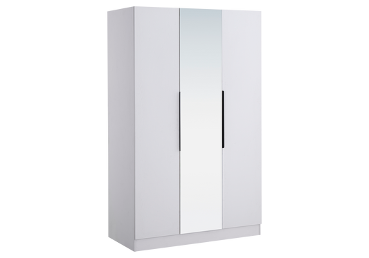 Armoire de rangement 3 portes blanche avec miroir - Axel