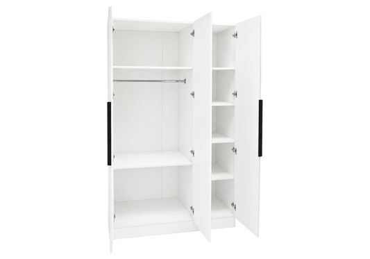 Armoire de rangement 3 portes blanche avec miroir - Axel