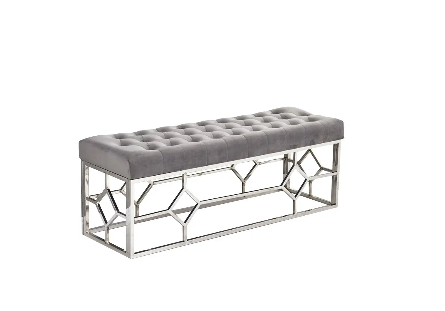 Banc design argenté velours gris ABEL New Design