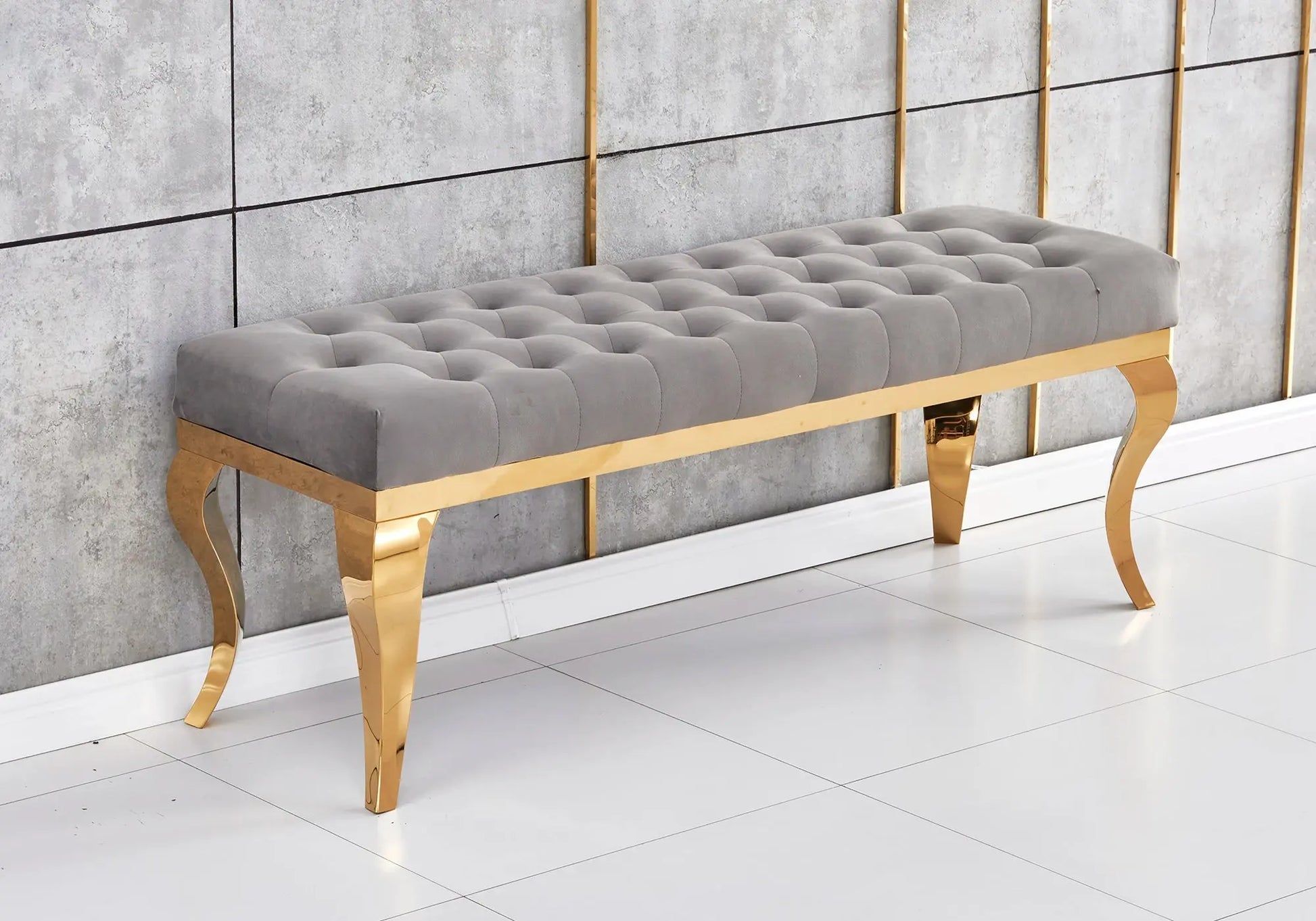 Banc design doré velours gris NEO New Design