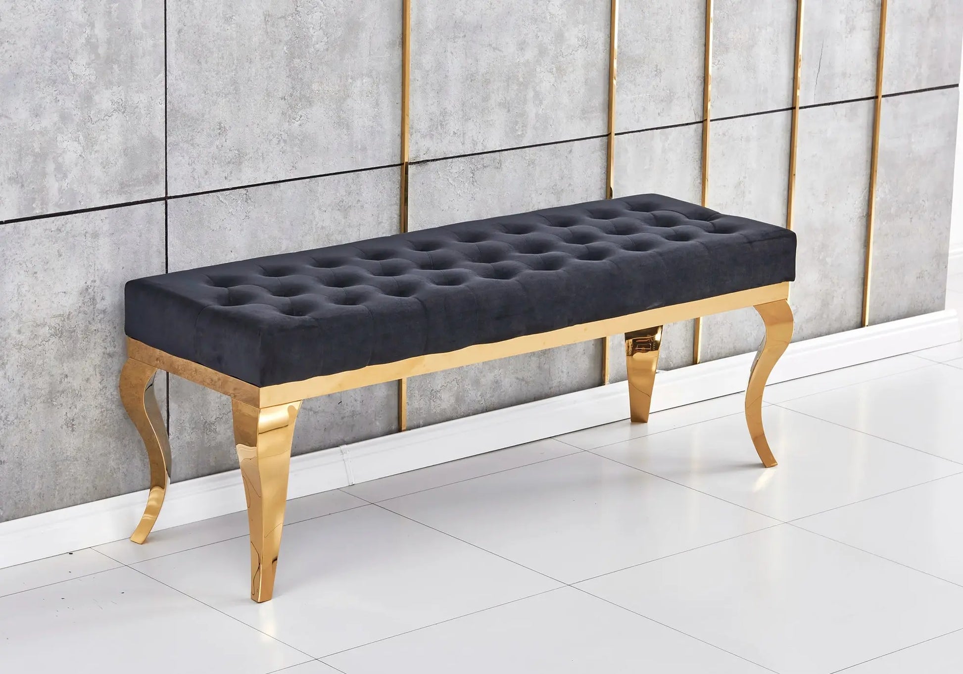 Banc design doré velours noir NEO New Design