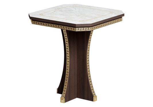 Table basse carrée marbre noyer et or 24K - Romantica