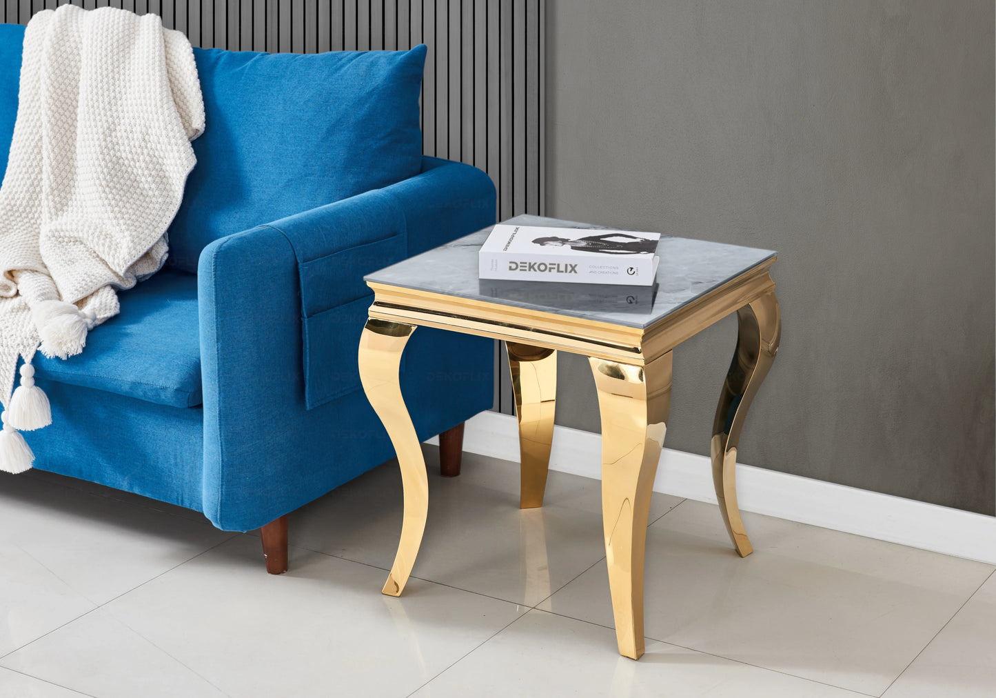 Console design marbre gris pied doré – NEO