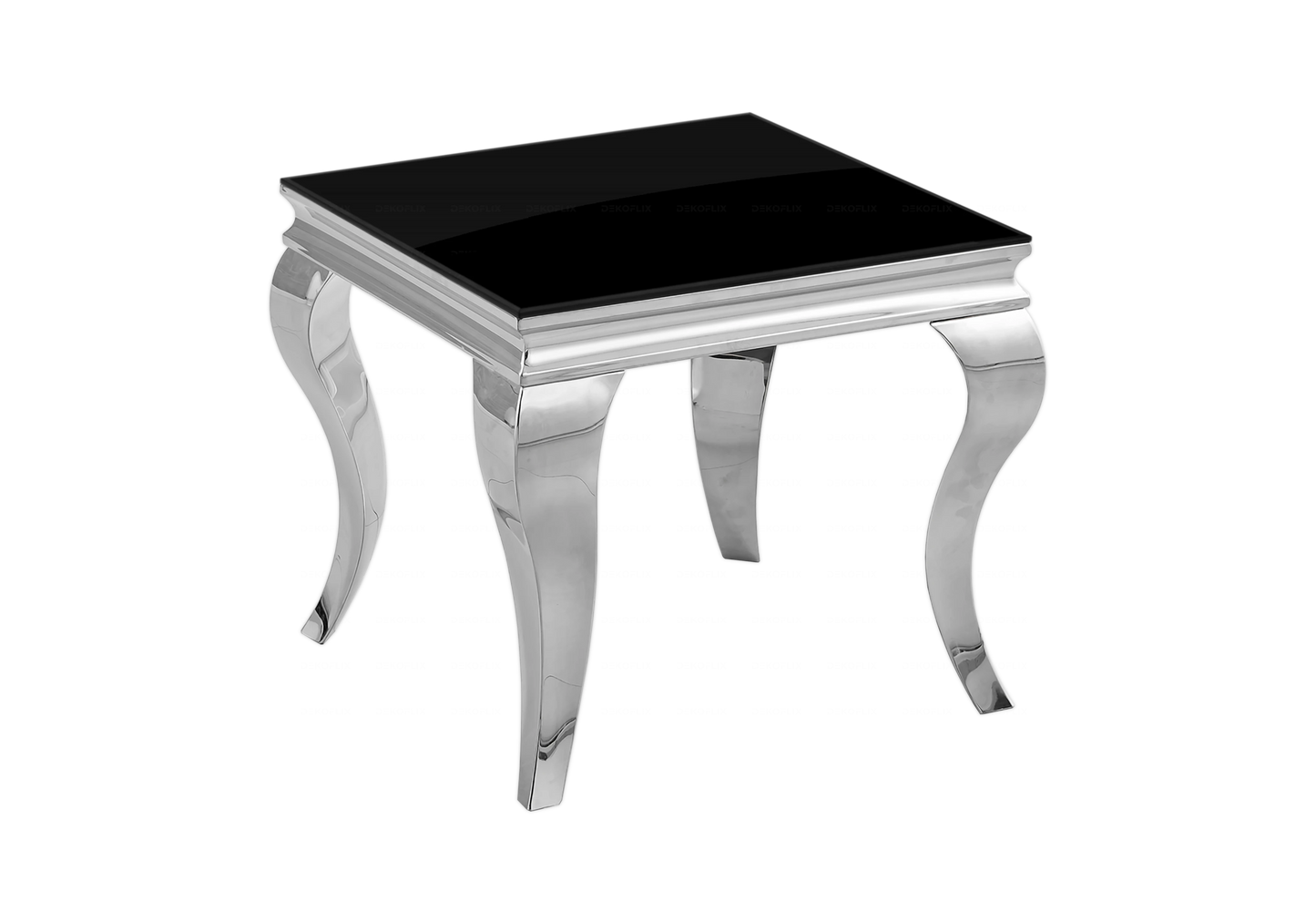 Meuble TV verre noir pied argent – NEO