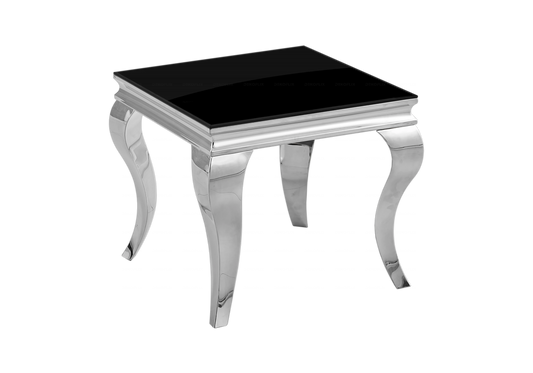 Bout de canapé design verre noir argent – Neo