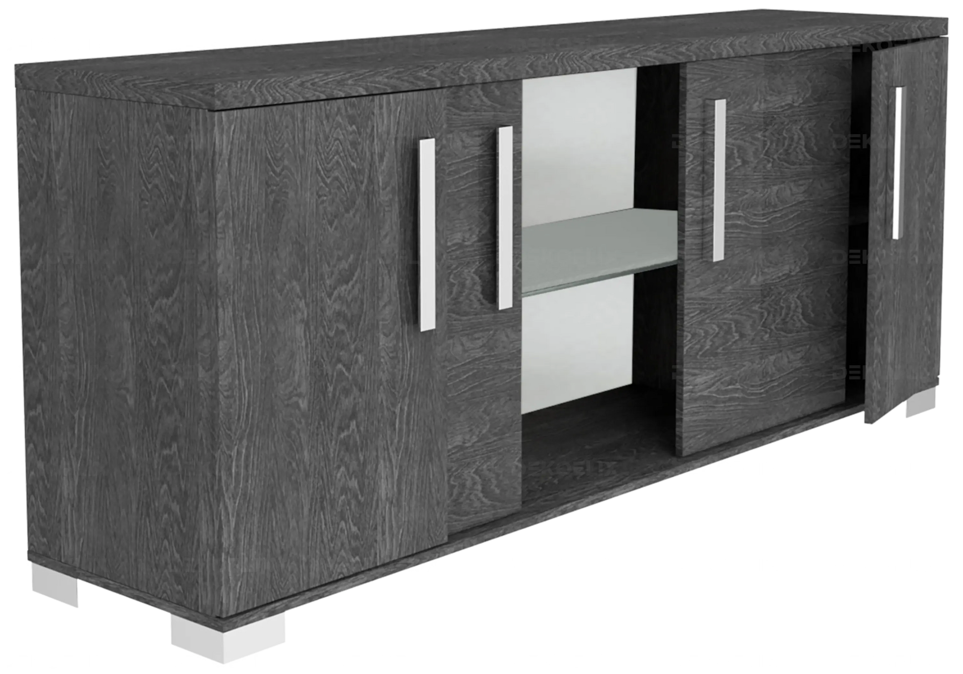 Buffet Bouleau Gris Design Contemporain – Sarah Bois Laqué Status