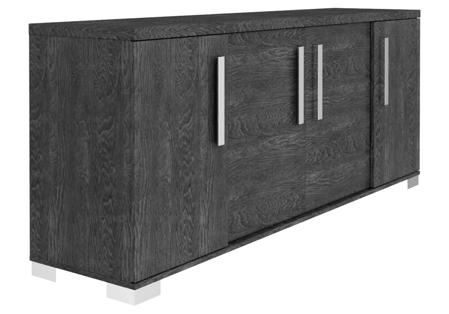Buffet Bouleau Gris Design Contemporain – Sarah Bois Laqué Status