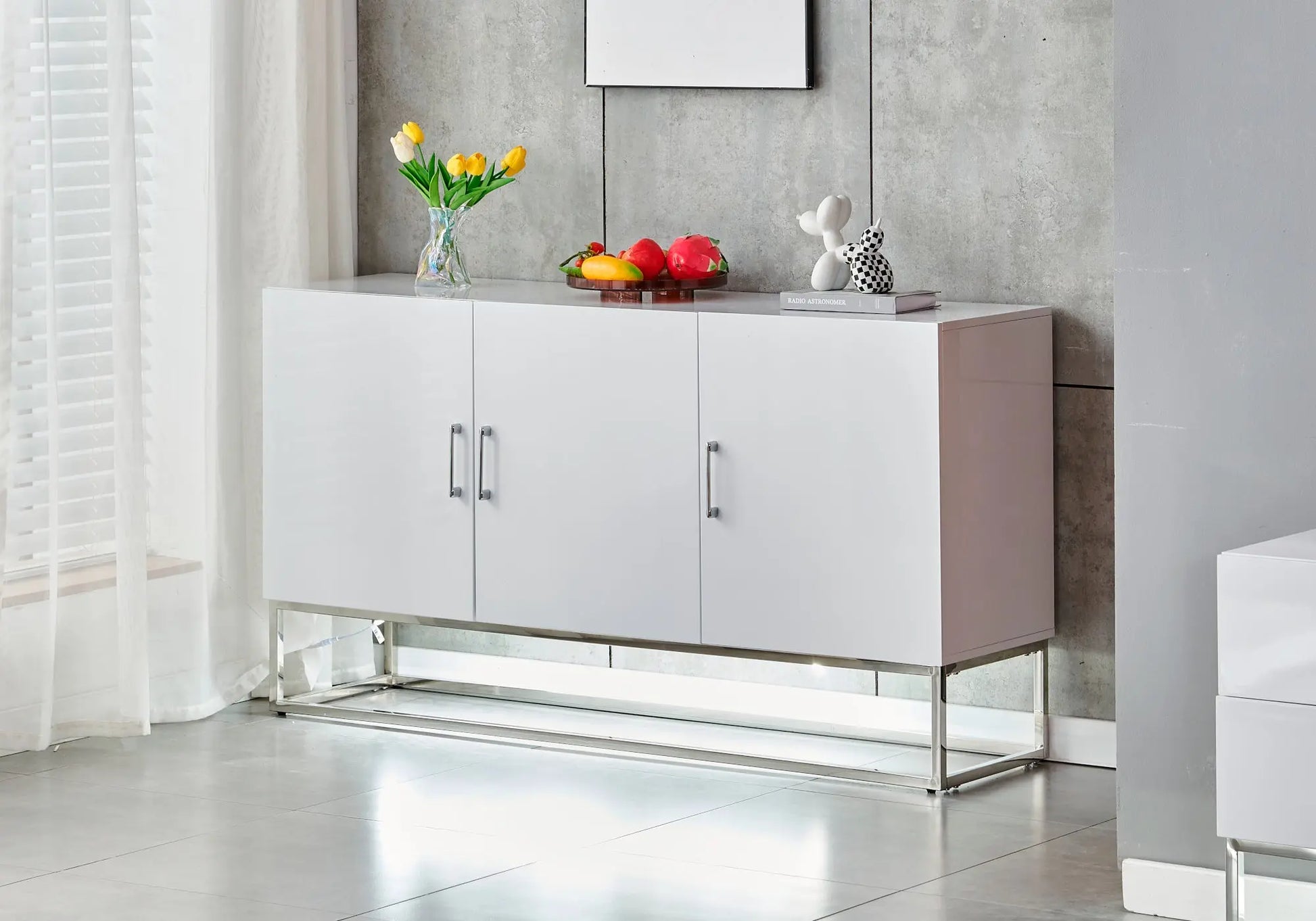 Buffet design argent laqué blanc LINE New Design