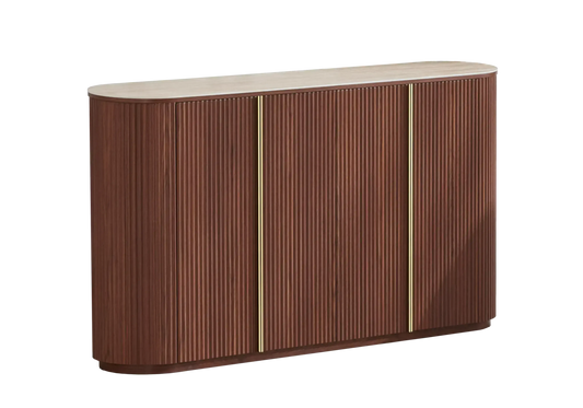 Table ovale travertin et chaises bois beige - TERRA Galerie du Mobilier