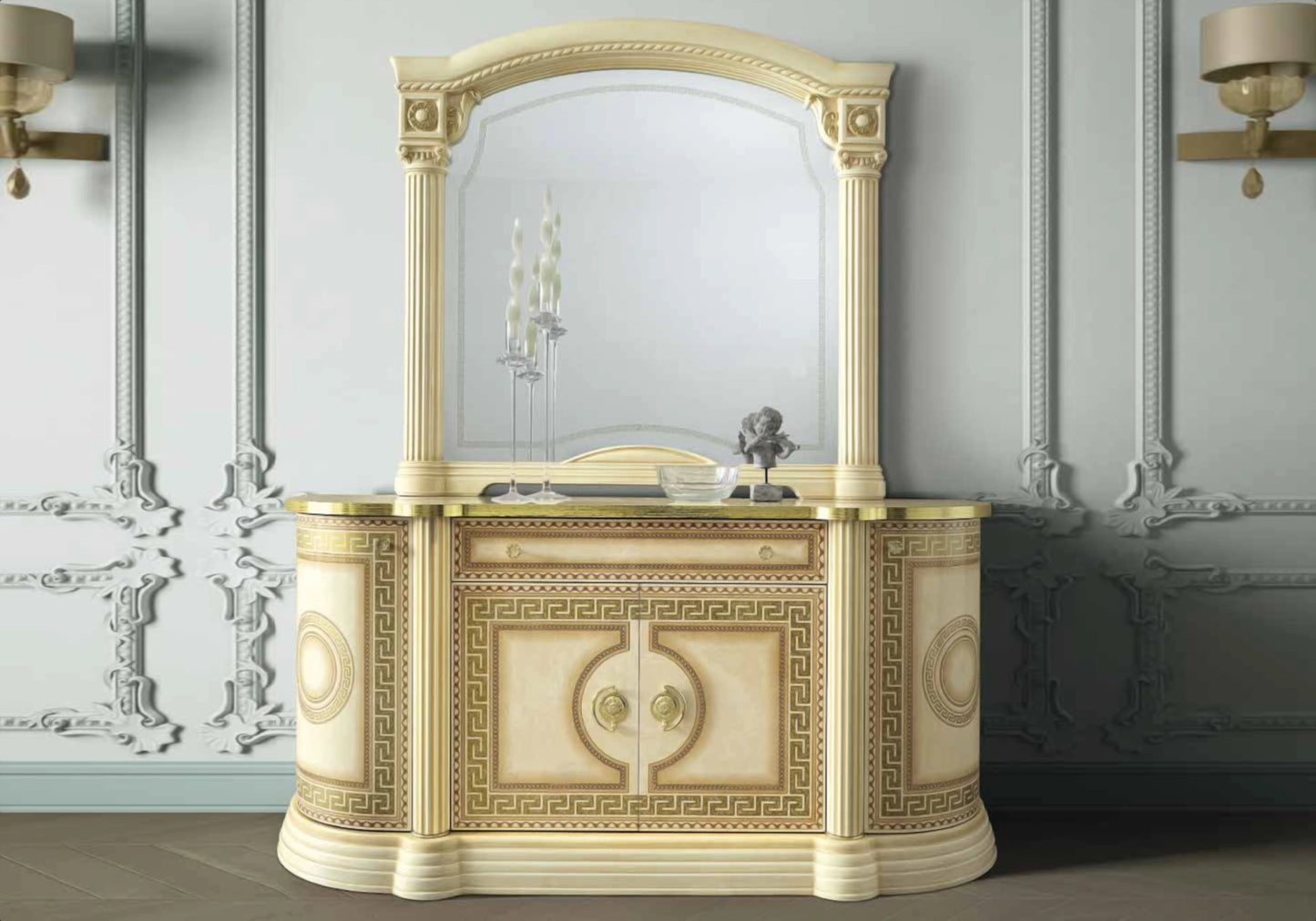 Espace TV baroque ivoire et or versace – IMPERIA