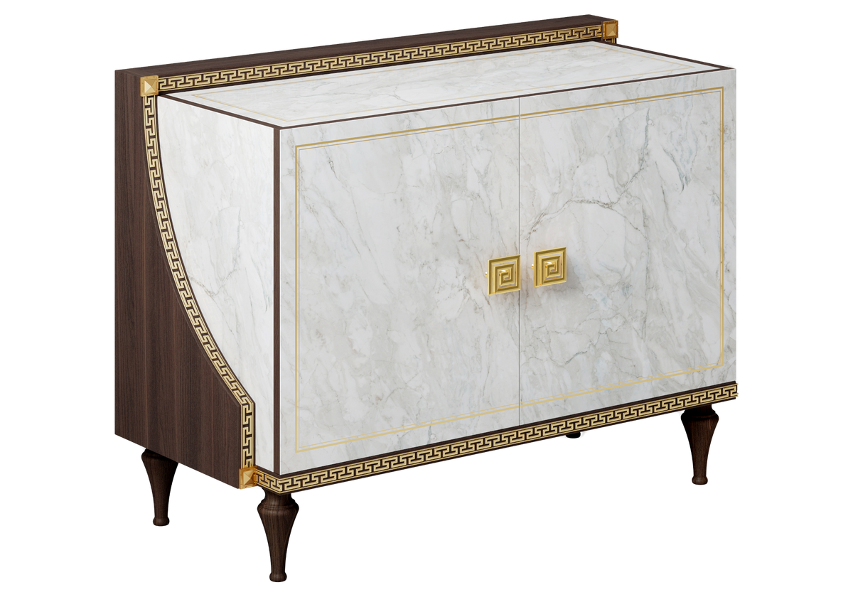 Buffet 2 portes marbre noyer et or 24K - Romantica