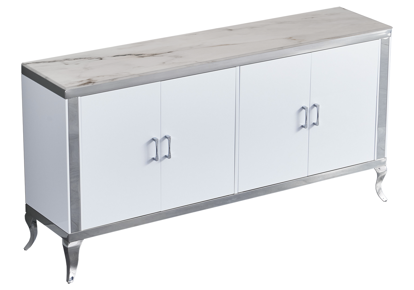 Buffet 4 portes marbre beige argent – Neo