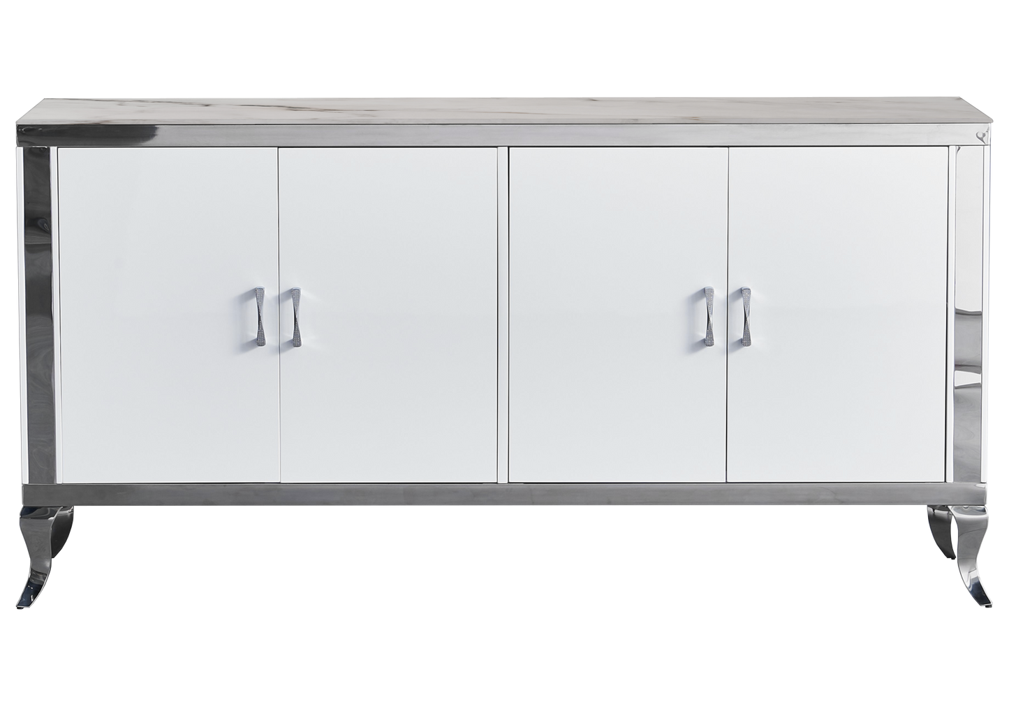 Buffet 4 portes marbre beige argent – Neo
