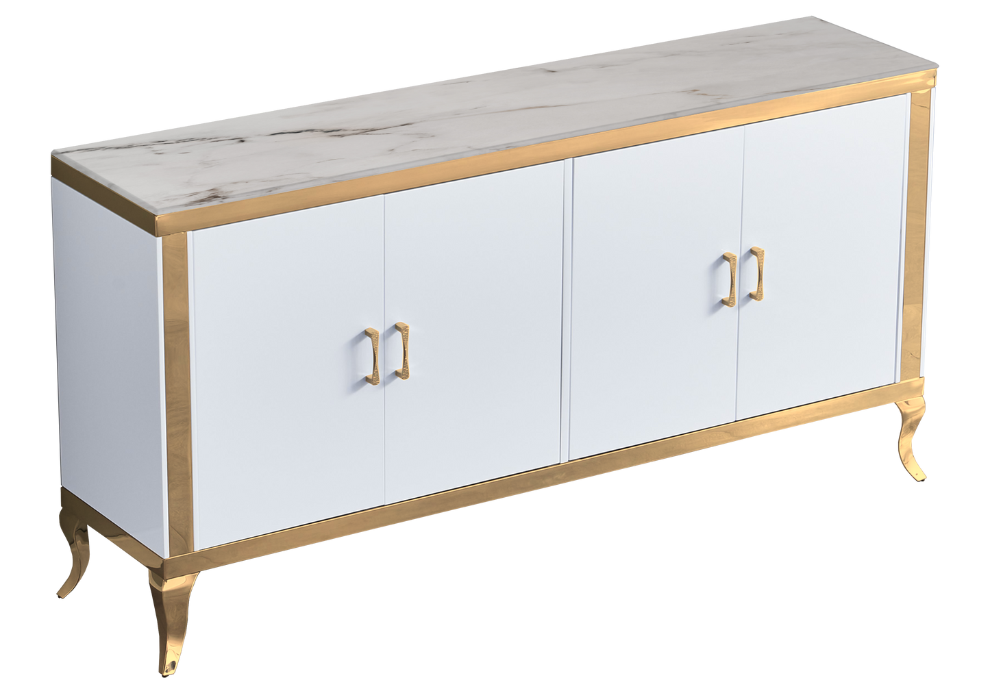Buffet 4 portes marbre beige doré – Neo