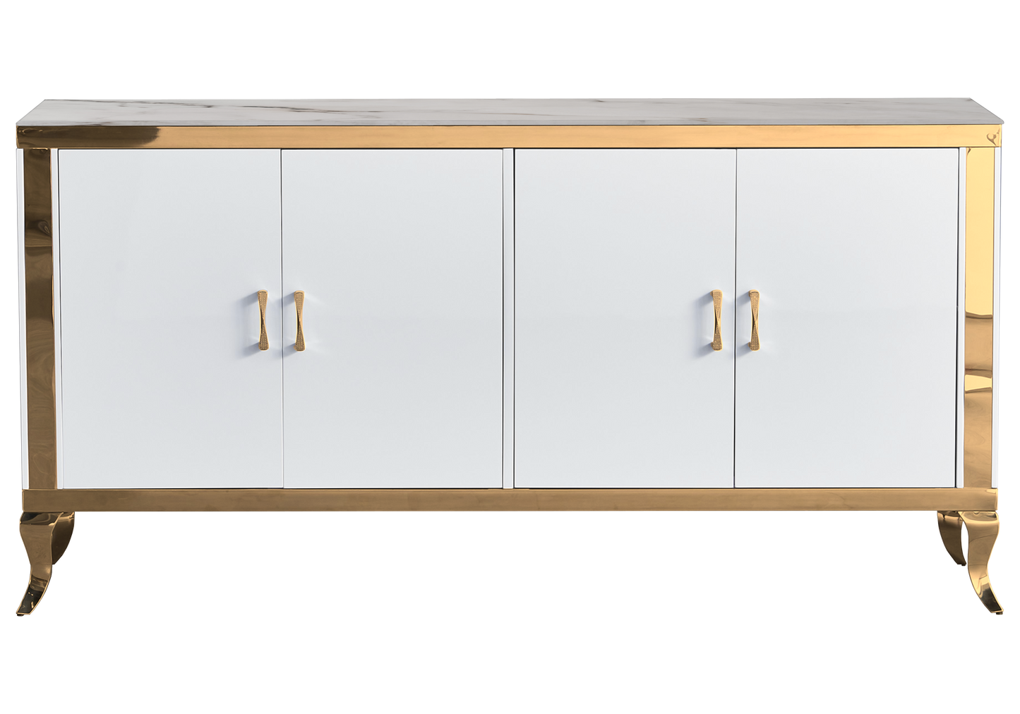 Buffet 4 portes marbre beige doré – Neo