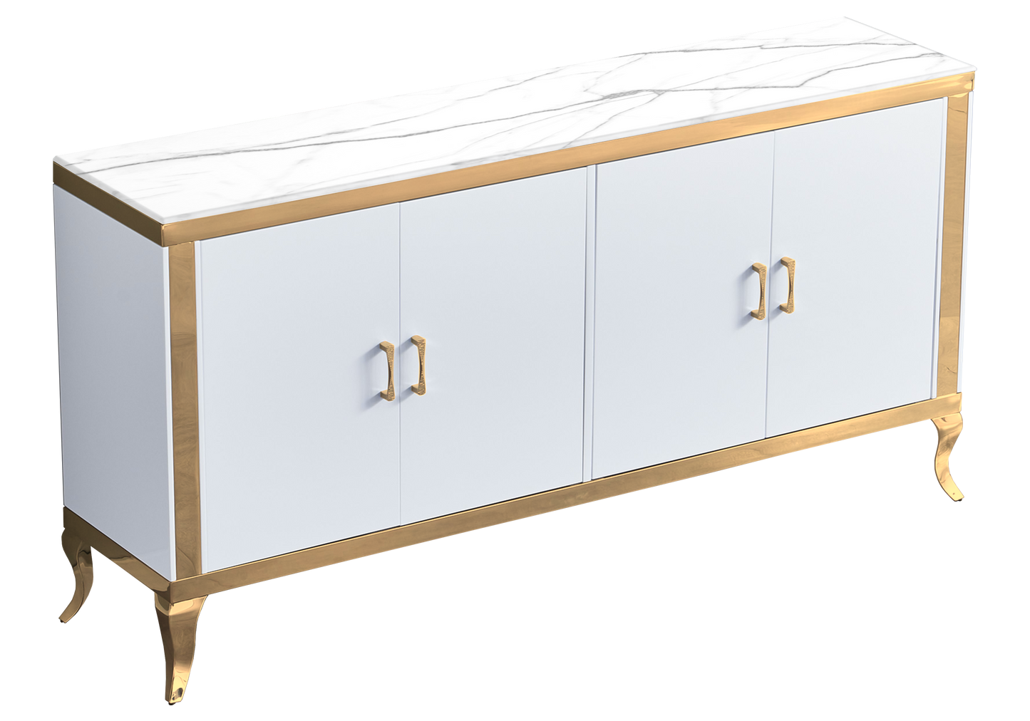 Buffet 4 portes marbre blanc doré – Neo