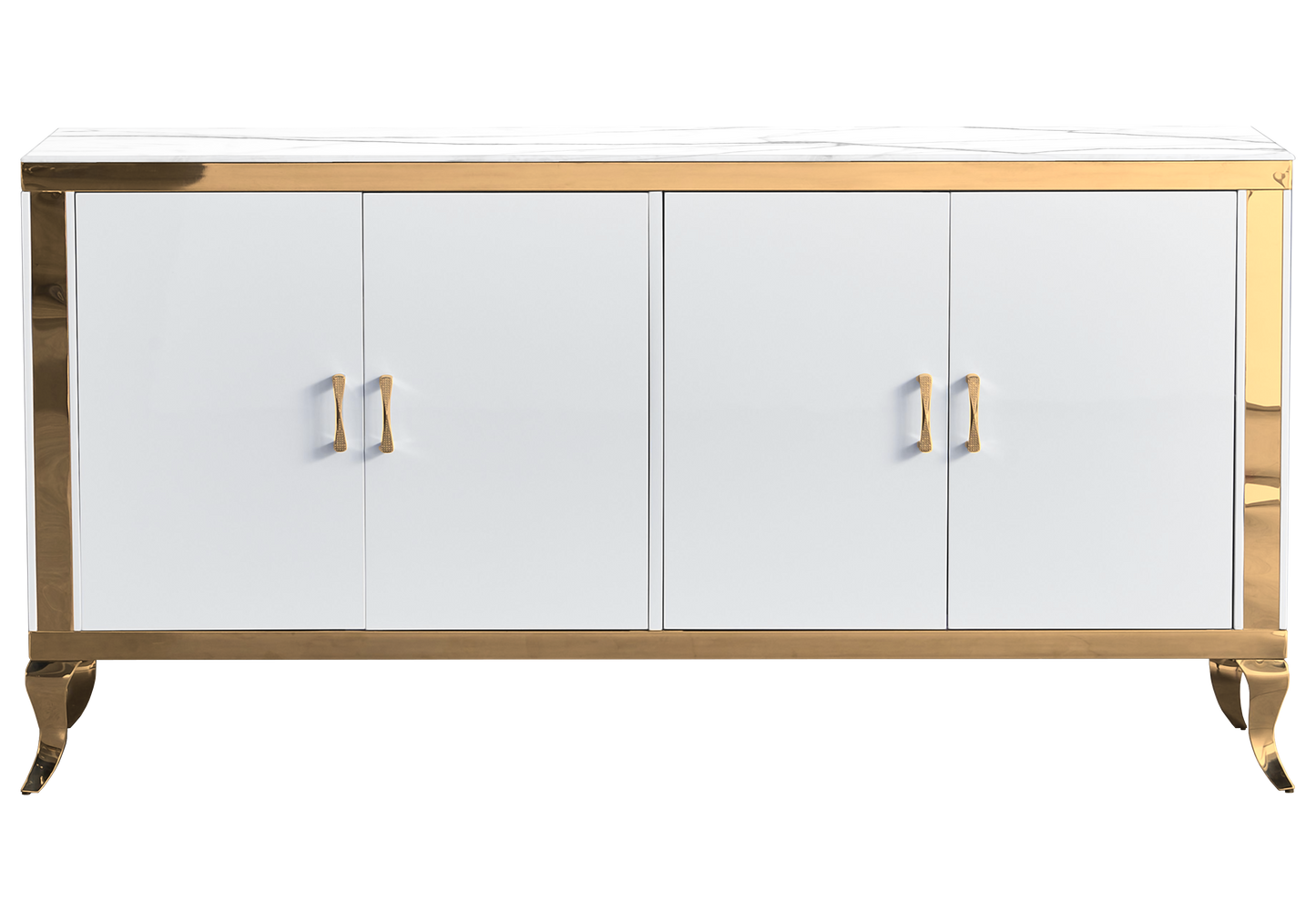 Buffet 4 portes marbre blanc doré – Neo