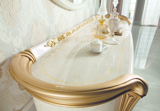 Buffet 2 portes effet marbre ivoire et or - Melodia