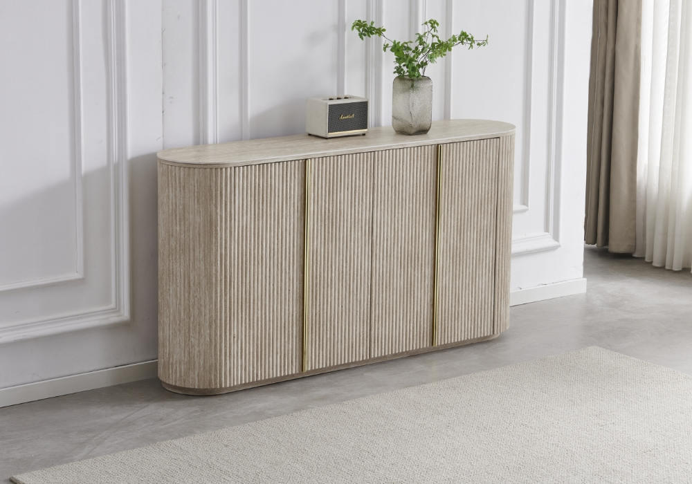 Buffet design ovale travertin cannelé – Terra