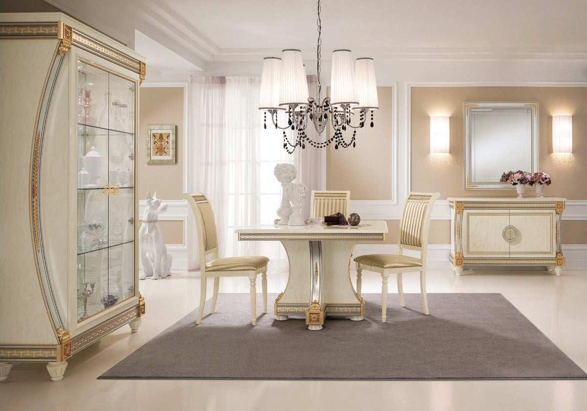 Buffet 2 portes blanc laqué avec ornements dorés - Liberty
