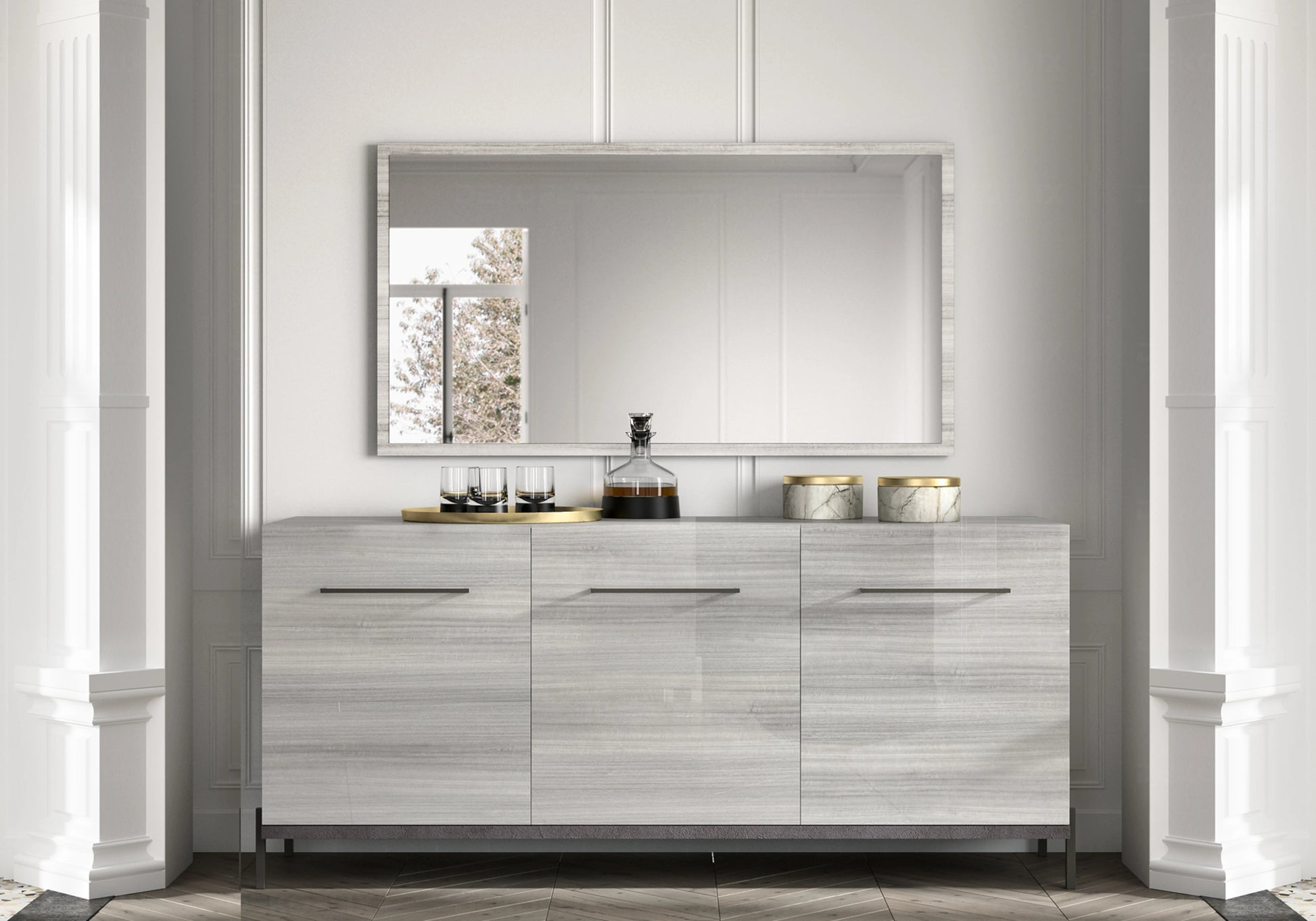 Buffet Gris Argent, Élégance Contemporaine Mia - Collection Mia - DEKOFLIX