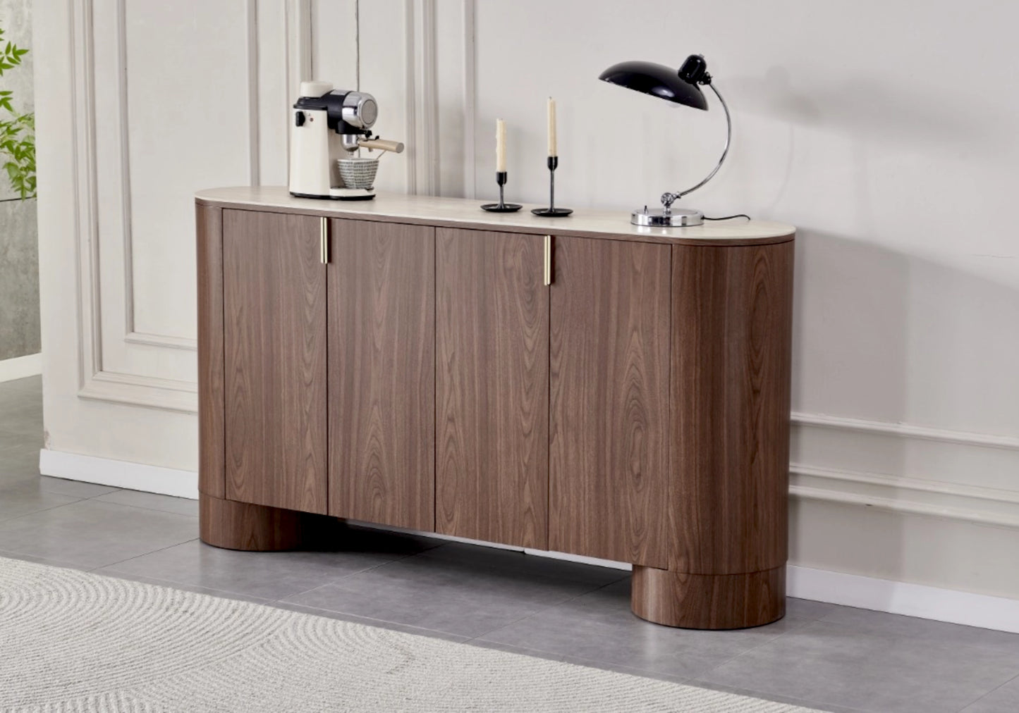 Table basse ovale noyer travertin - MONZA