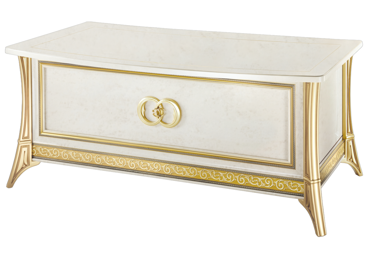 Bureau de direction effet marbre ivoire et or - Melodia
