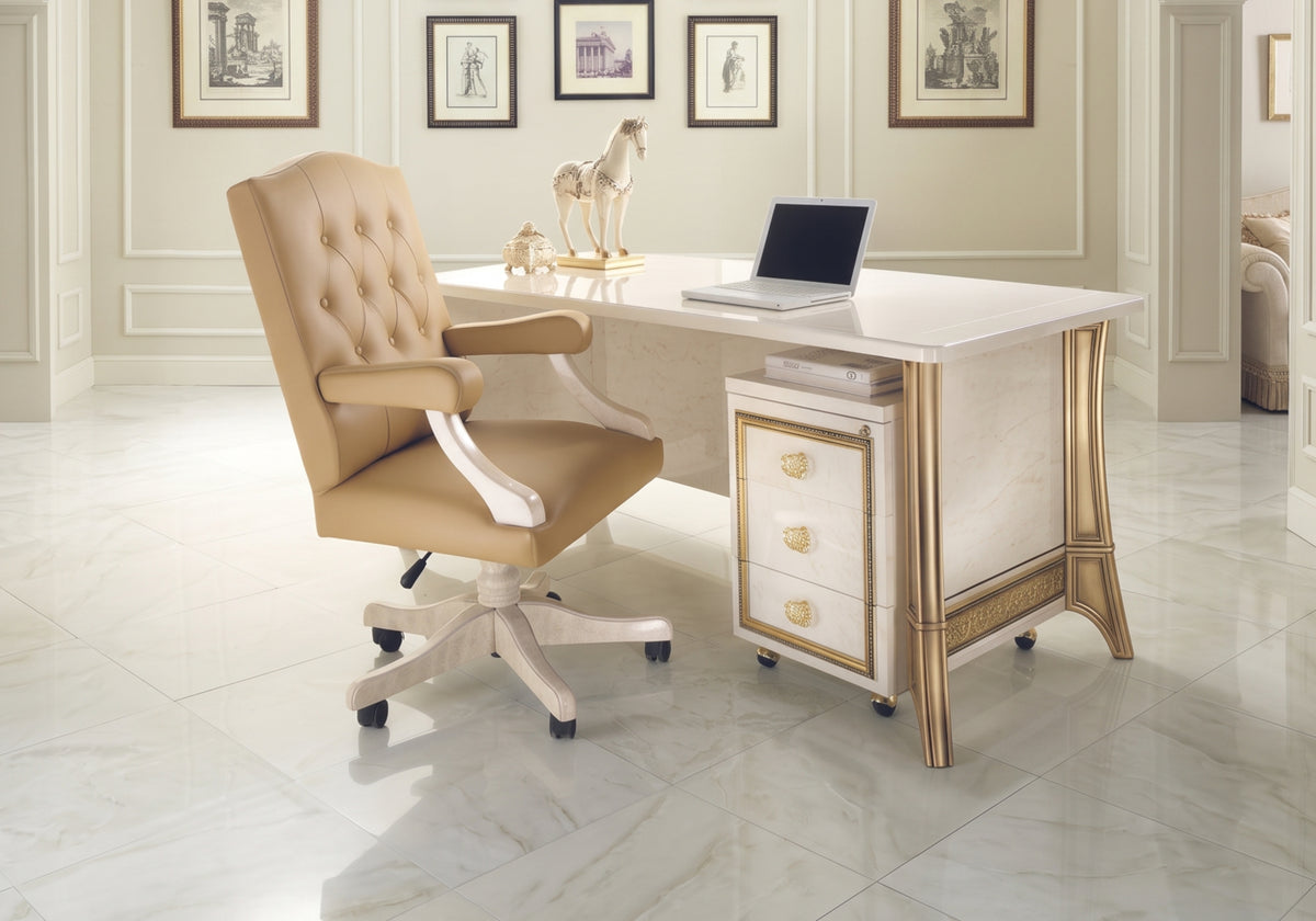 Bureau de direction effet marbre ivoire et or - Melodia