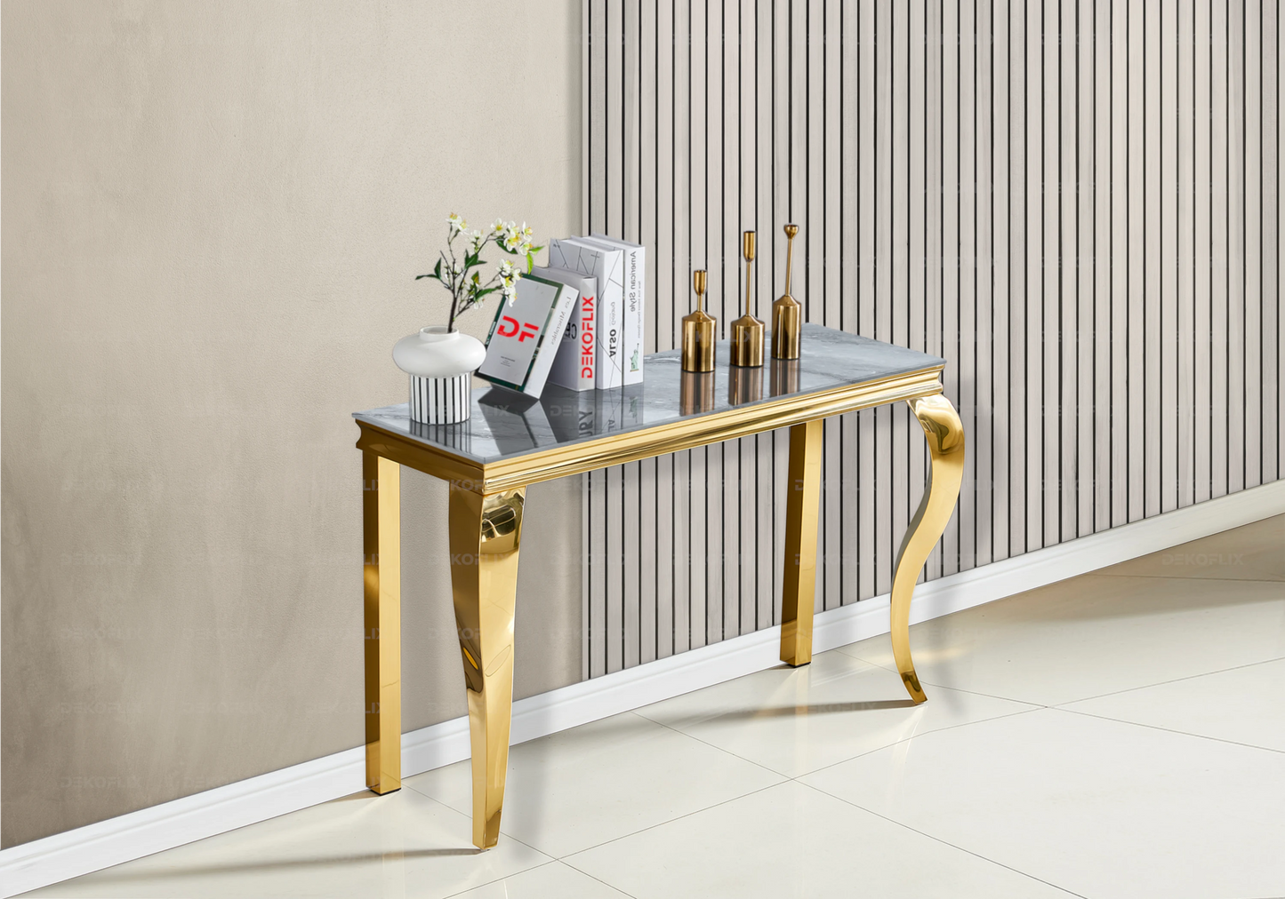 Table basse marbre gris pied doré - NEO