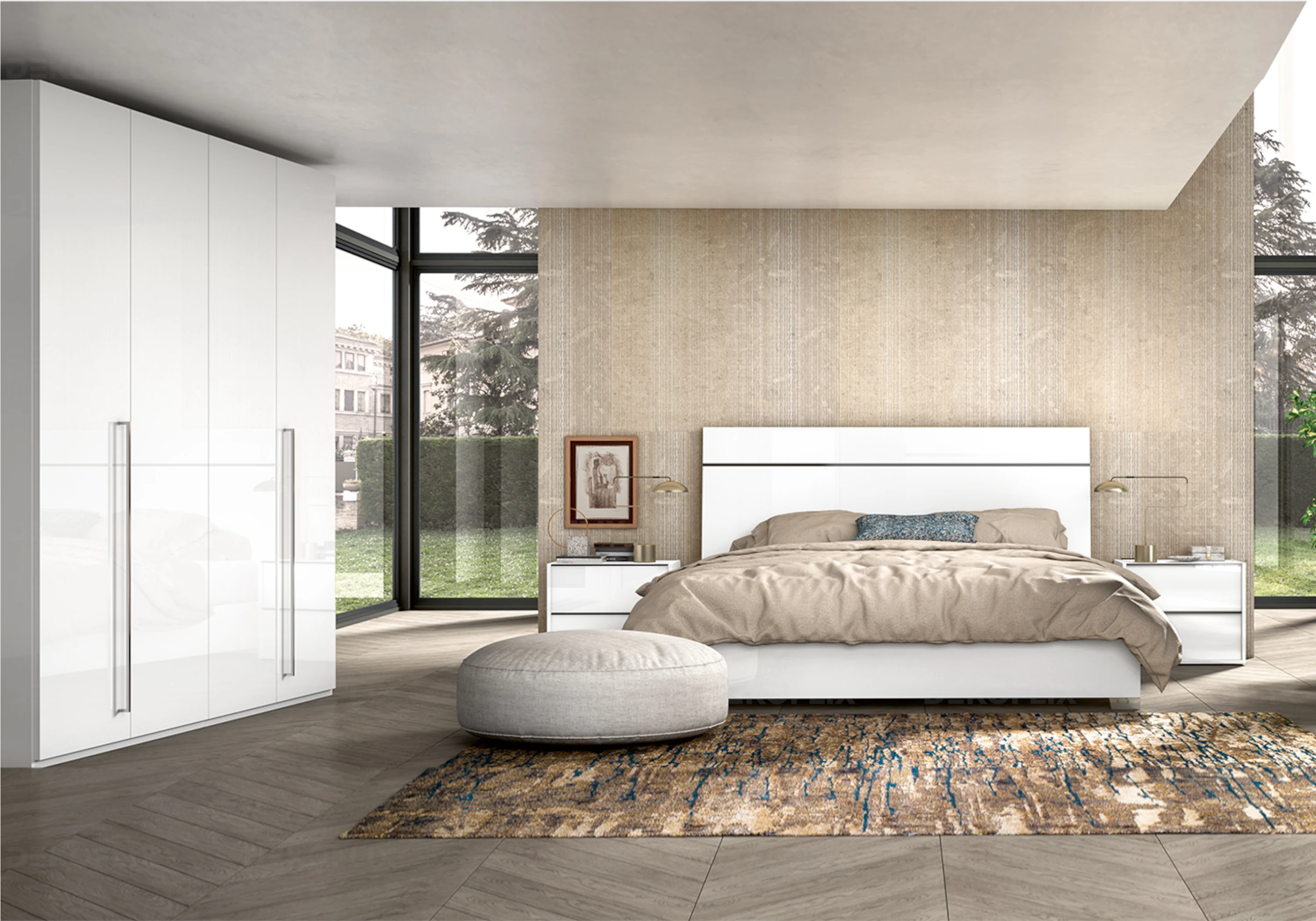 Cadre de Lit Blanc Laqué – Modèle Luna - DEKOFLIX