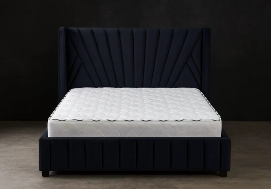 Cadre de lit 2 places velours noir design – Venice
