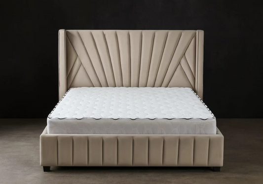 Cadre de lit 2 places velours taupe design – Venice