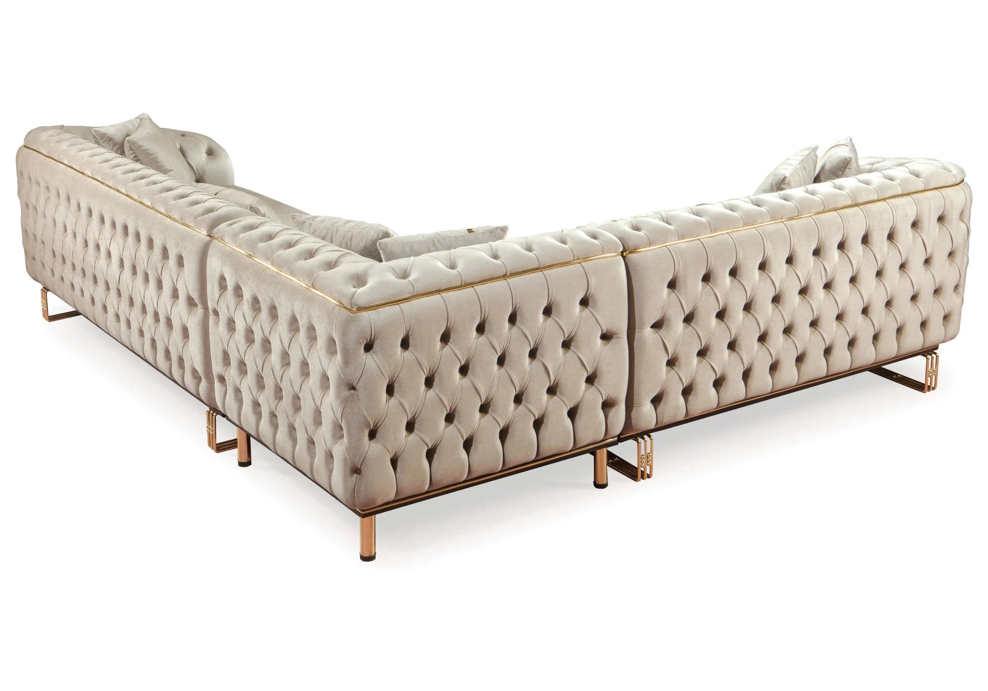 Canapé Turc Angle Capitonné Velours Beige Doré Chesterfield – PARIS DEKOFLIX