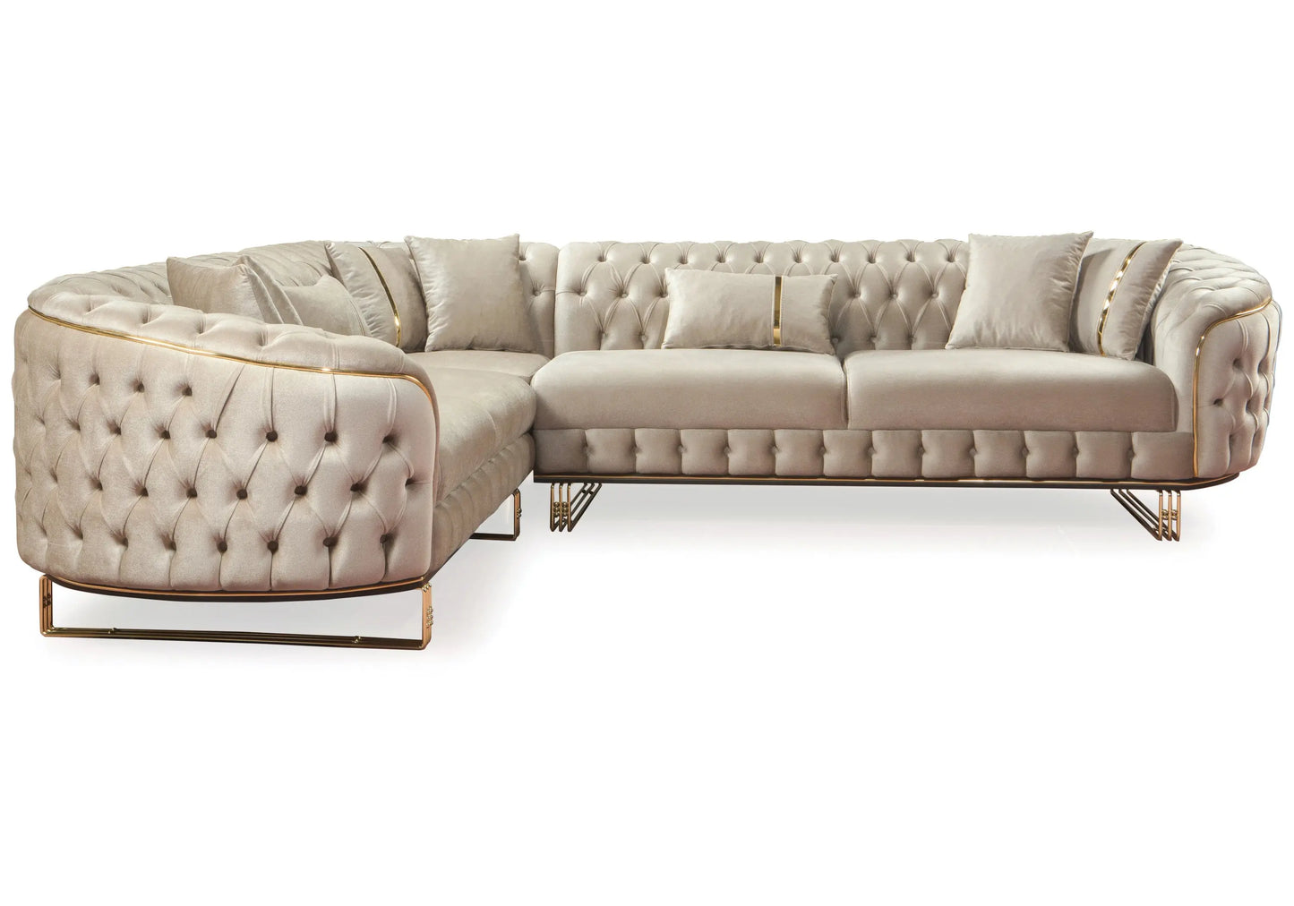 Canapé Turc Angle Capitonné Velours Beige Doré Chesterfield – PARIS DEKOFLIX