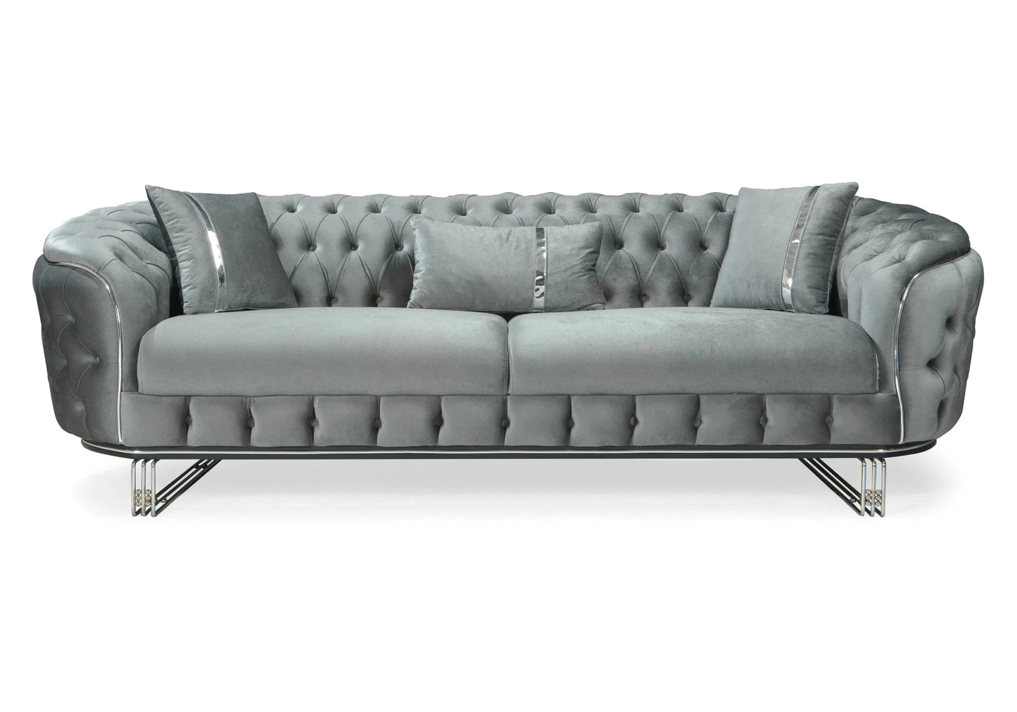 Canapé Turc Angle Capitonné Velours Gris Doré Chesterfield – PARIS DEKOFLIX