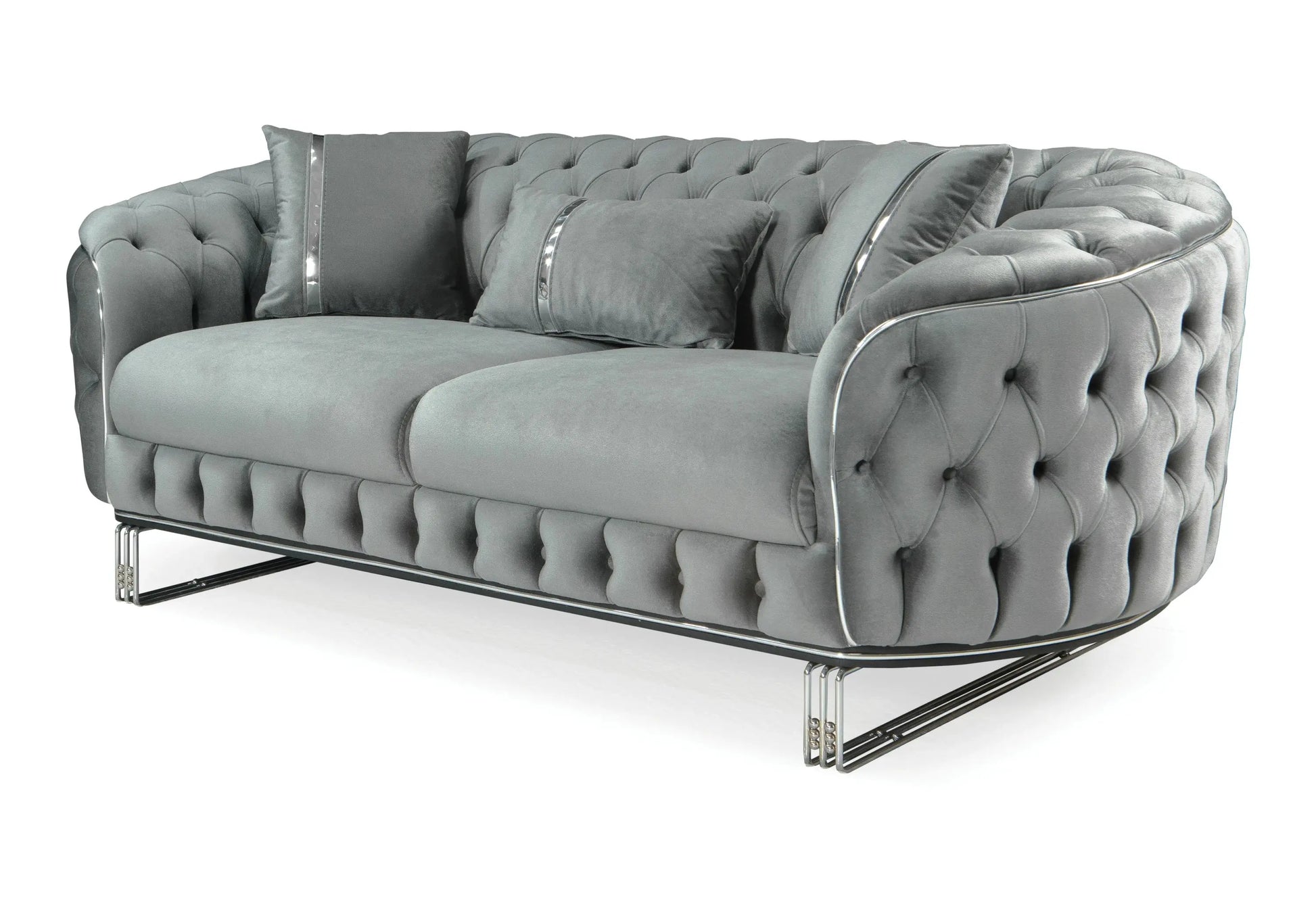 Canapé Turc Angle Capitonné Velours Gris Doré Chesterfield – PARIS DEKOFLIX