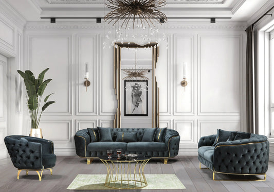 Canapé Turc Capitonné Velours Anthracite Doré Chesterfield – PARIS (Copie) DEKOFLIX