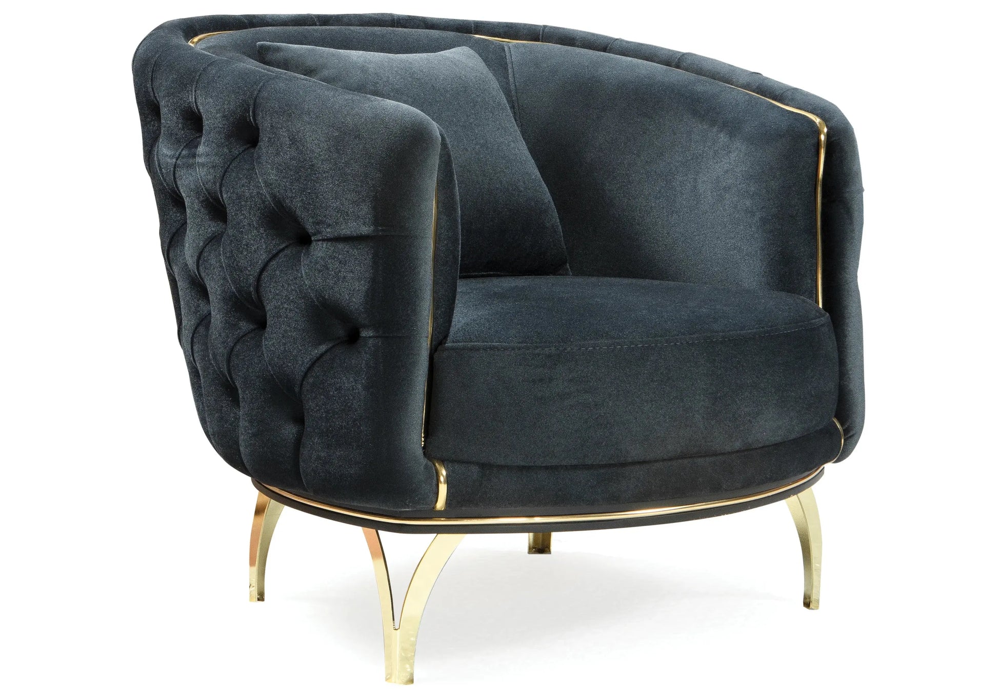 Canapé Turc Capitonné Velours Anthracite Doré Chesterfield – PARIS (Copie) DEKOFLIX